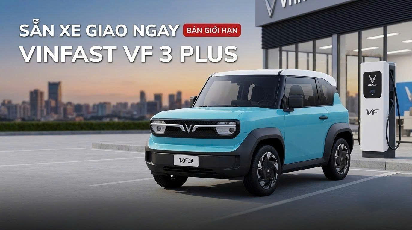 Sẵn Xe VinFast VF 3 Plus Xanh Dương Nóc Trắng Giao Ngay: Bản Phối Màu 